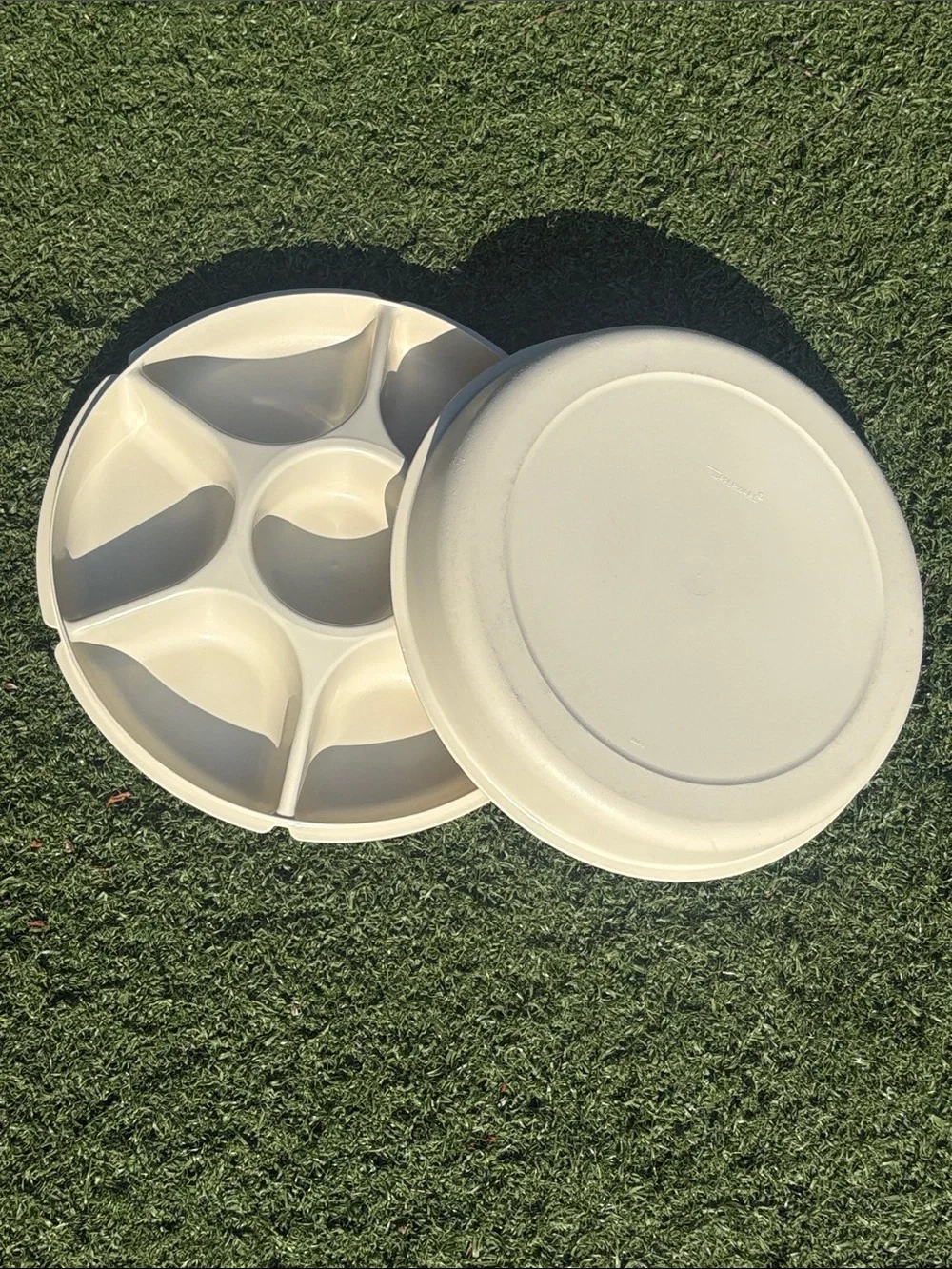 Vintage Tupperware Large Round Divided Party Serving Tray Dish